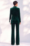 2 Piece Peak Lapel Velvet Black Women Suits