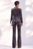 2 Piece Peak Lapel Velvet Black Women Suits