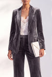 2 Piece Peak Lapel Velvet Black Women Suits