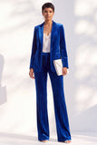 2 Piece Peak Lapel Velvet Black Women Suits