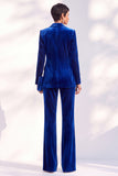 2 Piece Peak Lapel Velvet Black Women Suits