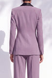 Shawl Lapel 2 Piece Flower Blue Women Suits