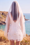 V-Neck Bodycon White Mini Engagement Dress With 3D Flowers