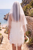 V-Neck Bodycon Appliqued Little White Midi Engagement Dress