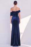 Off The Shoulder Velvet Mermaid Burgundy Long Formal Dress