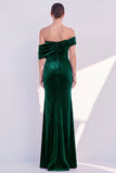 Off The Shoulder Velvet Mermaid Burgundy Long Formal Dress