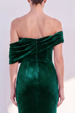 Off The Shoulder Velvet Mermaid Burgundy Long Formal Dress