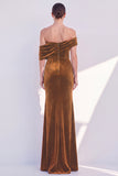 Off The Shoulder Velvet Mermaid Burgundy Long Formal Dress