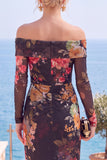Off The Shoulder Sheath Black Long Formal Dress With Slit