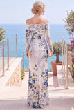 Off The Shoulder Sheath Black Long Formal Dress With Slit