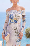 Off The Shoulder Sheath Black Long Formal Dress With Slit