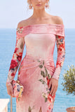Off The Shoulder Sheath Black Long Formal Dress With Slit