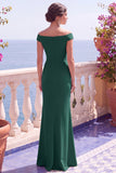 Sparkly Off The Shoulder Sheath Long Black Formal Dress With Slit
