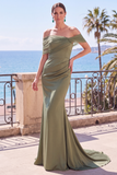 Off The Shoulder Green Mermaid Long Formal Dress