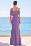 Off The Shoulder Mermaid Grey Purple Long Formal Dress
