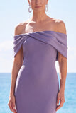 Off The Shoulder Mermaid Grey Purple Long Formal Dress