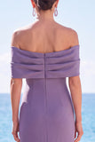 Off The Shoulder Mermaid Grey Purple Long Formal Dress