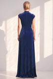 Dark Purple Sheath V-Neck Maxi Velvet Dress