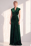 Dark Purple Sheath V-Neck Maxi Velvet Dress