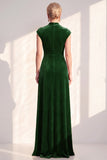Dark Purple Sheath V-Neck Maxi Velvet Dress
