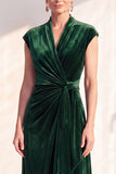 Dark Purple Sheath V-Neck Maxi Velvet Dress