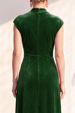 Dark Purple Sheath V-Neck Maxi Velvet Dress