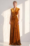 Dark Purple Sheath V-Neck Maxi Velvet Dress