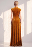 Dark Purple Sheath V-Neck Maxi Velvet Dress