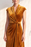 Dark Purple Sheath V-Neck Maxi Velvet Dress