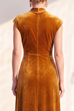 Dark Purple Sheath V-Neck Maxi Velvet Dress