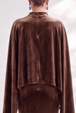 Mermaid Coffee Beaded Maxi Velvet Dress With Long Sleeves