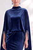 Mermaid Coffee Beaded Maxi Velvet Dress With Long Sleeves