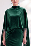 Mermaid Coffee Beaded Maxi Velvet Dress With Long Sleeves