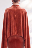 Mermaid Coffee Beaded Maxi Velvet Dress With Long Sleeves