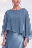 Mermaid Green Long Sleeve Satin Maxi Mother of the Bride Dress