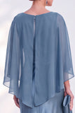 Mermaid Green Long Sleeve Satin Maxi Mother of the Bride Dress