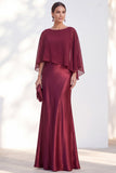 Mermaid Green Long Sleeve Satin Maxi Mother of the Bride Dress