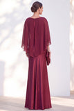 Mermaid Green Long Sleeve Satin Maxi Mother of the Bride Dress
