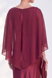 Mermaid Green Long Sleeve Satin Maxi Mother of the Bride Dress