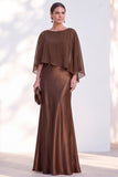 Mermaid Green Long Sleeve Satin Maxi Mother of the Bride Dress