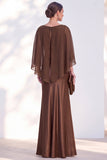 Mermaid Green Long Sleeve Satin Maxi Mother of the Bride Dress