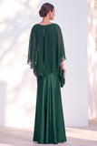 Mermaid Green Long Sleeve Satin Maxi Mother of the Bride Dress