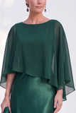 Mermaid Green Long Sleeve Satin Maxi Mother of the Bride Dress