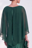 Mermaid Green Long Sleeve Satin Maxi Mother of the Bride Dress