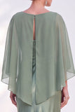 Mermaid Green Long Sleeve Satin Maxi Mother of the Bride Dress