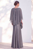 Mermaid Green Long Sleeve Satin Maxi Mother of the Bride Dress