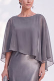 Mermaid Green Long Sleeve Satin Maxi Mother of the Bride Dress
