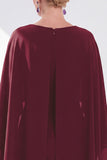 Grey Blue Sheath Boat Neck Midi Mother of the Bride Dress With Cape