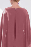 Grey Blue Sheath Boat Neck Midi Mother of the Bride Dress With Cape