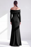 Off The Shoulder Mermaid Maxi Black Tie Dress With Long Sleeves